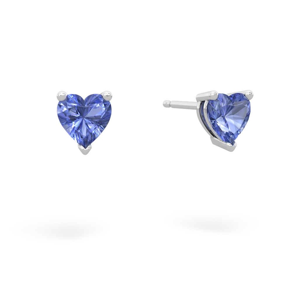 Tanzanite 5Mm Heart Stud 14K White Gold earrings E1861