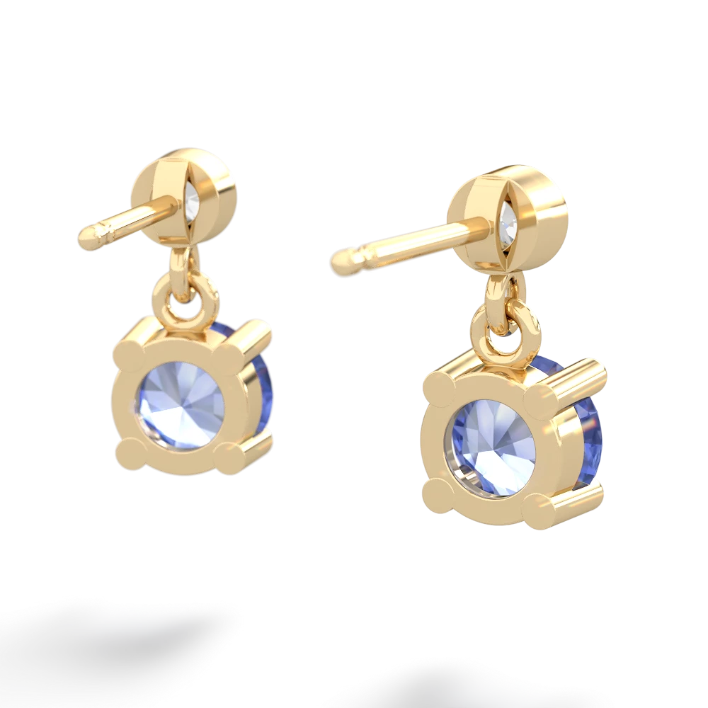 Tanzanite Diamond Drop 6Mm Round 14K Yellow Gold earrings E1986