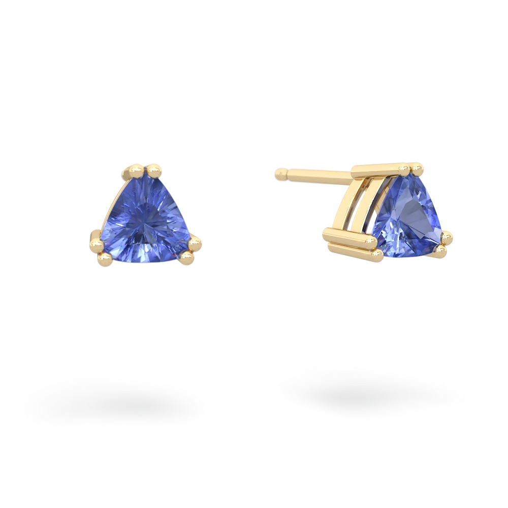 Tanzanite 5Mm Trillion Stud 14K Yellow Gold earrings E1858