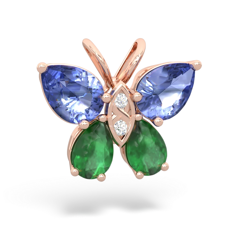 Tanzanite Butterfly 14K Rose Gold pendant P2215