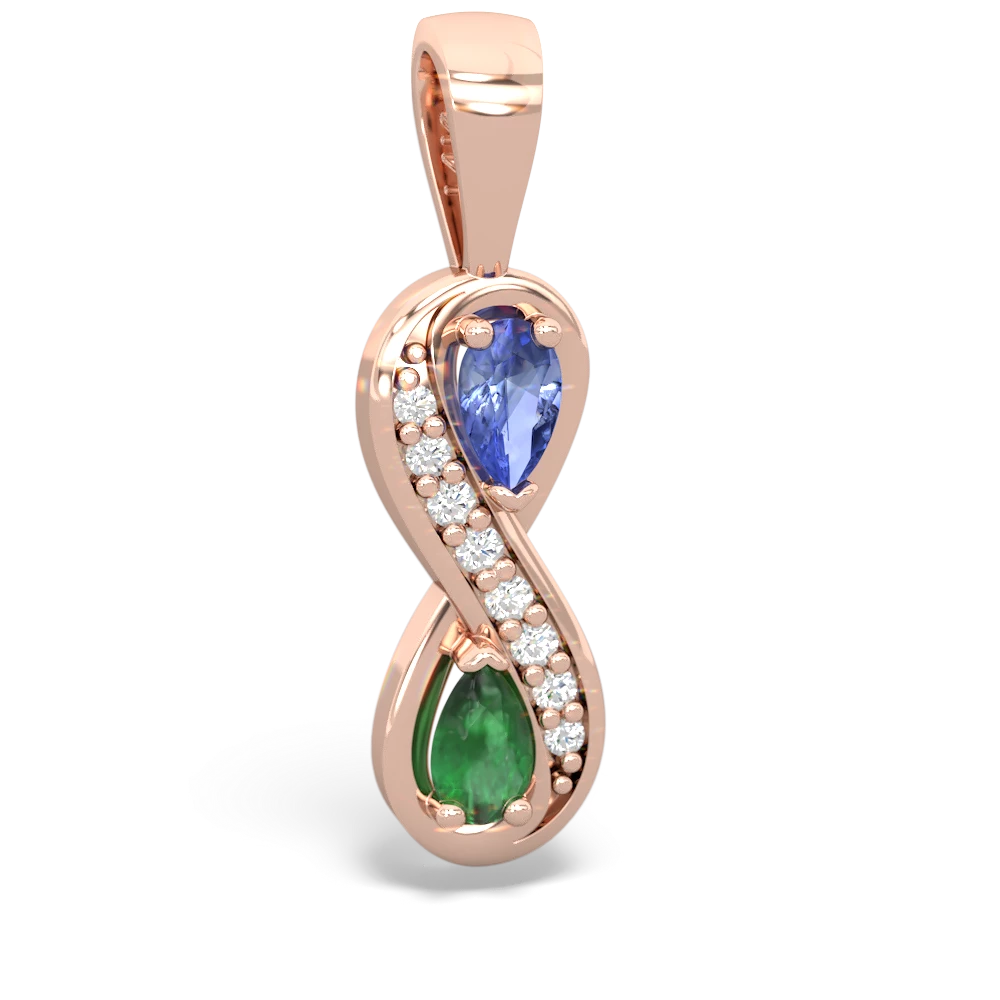 Tanzanite Diamond Infinity 14K Rose Gold pendant P5390