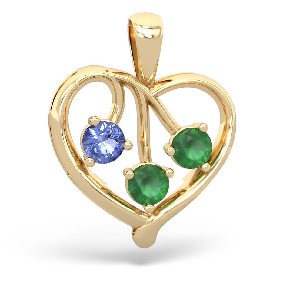 Tanzanite Glowing Heart 14K Yellow Gold pendant P2233