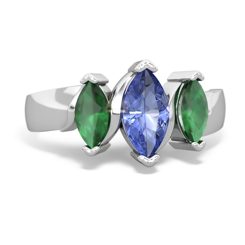 Tanzanite Three Peeks 14K White Gold ring R2433