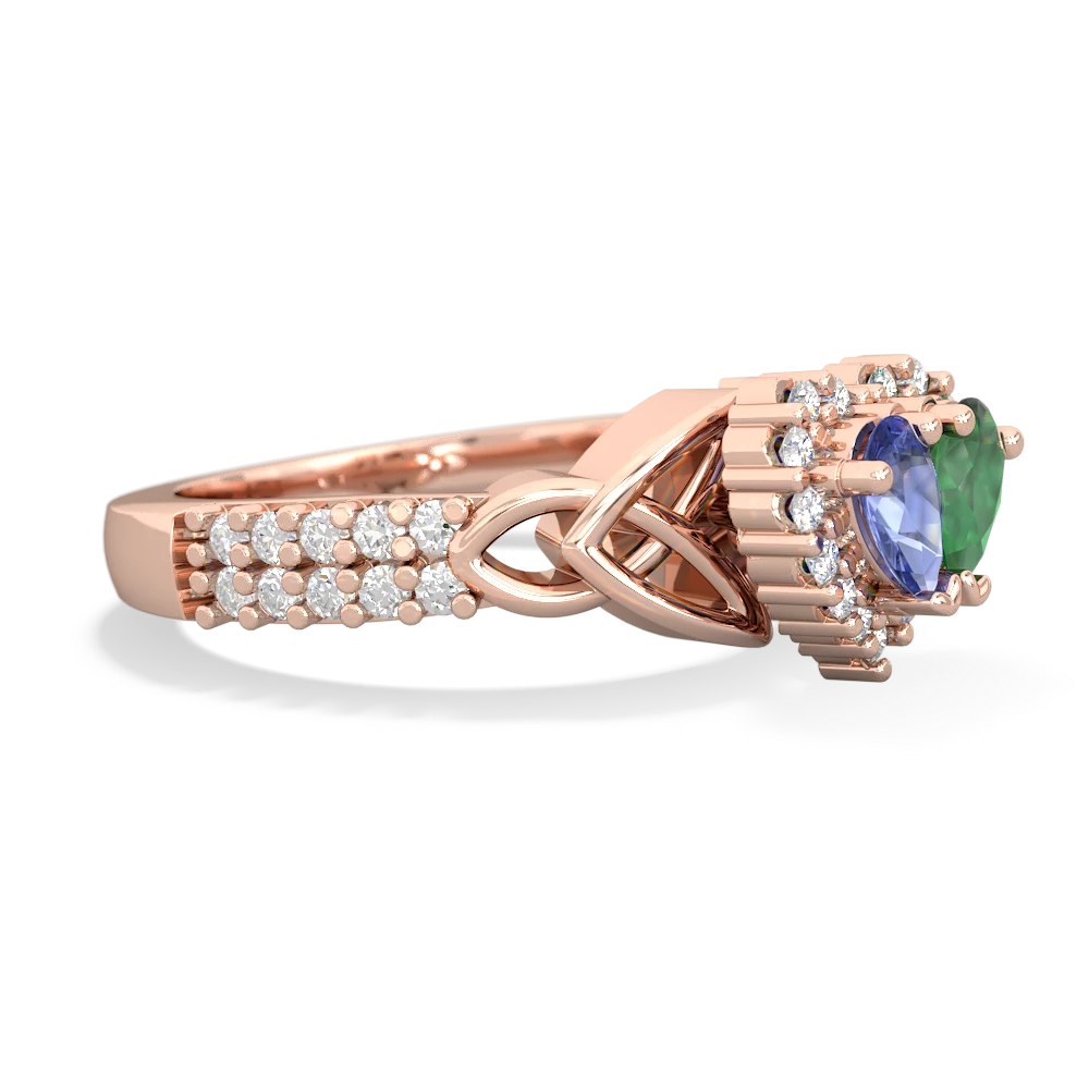 Tanzanite Celtic Knot Two Hearts As One 14K Rose Gold ring R2644HRT