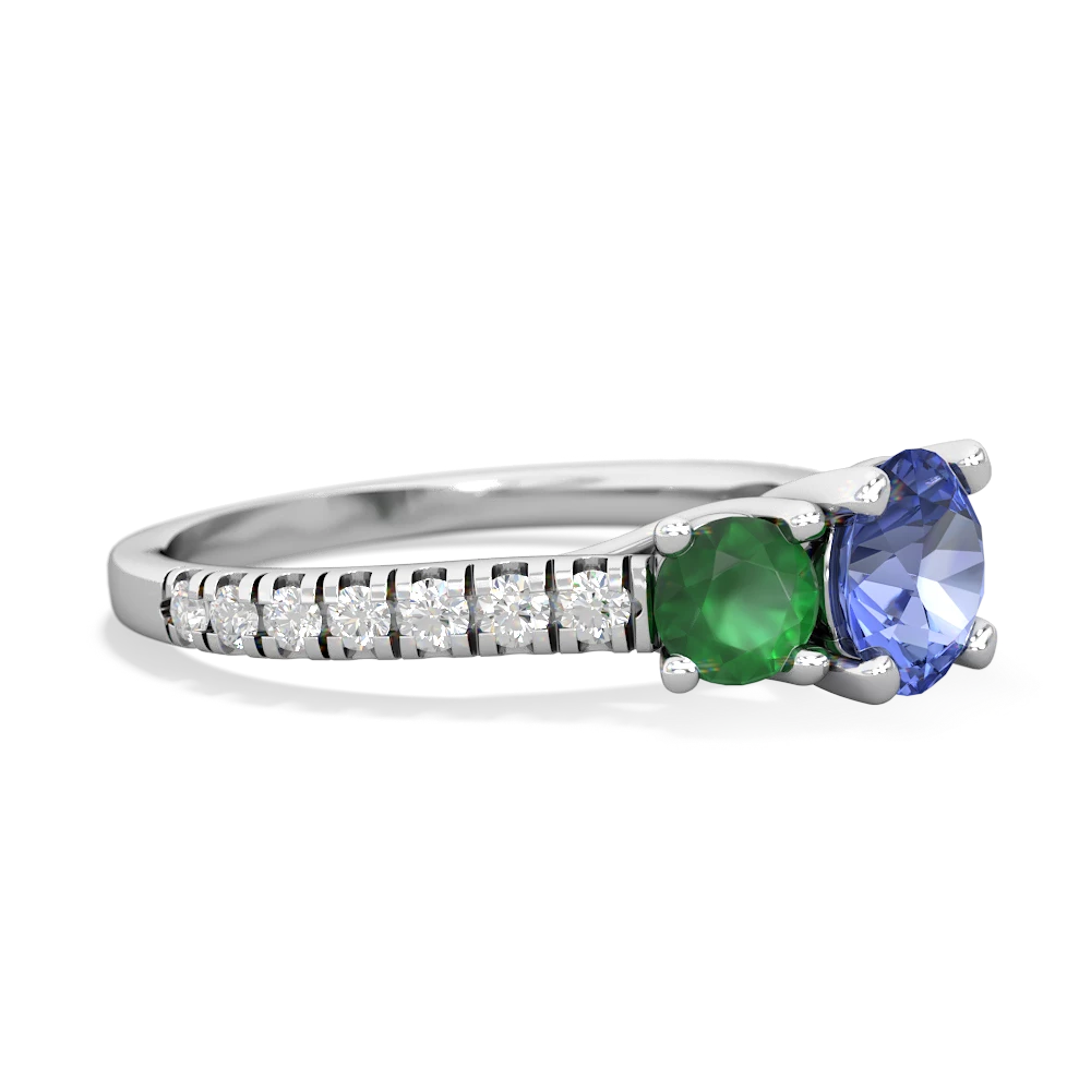 Tanzanite Pave Trellis 14K White Gold ring R5500