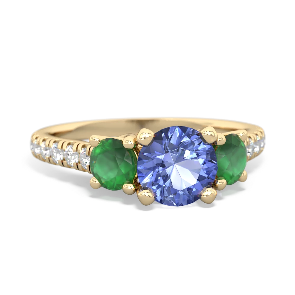 Tanzanite Pave Trellis 14K Yellow Gold ring R5500