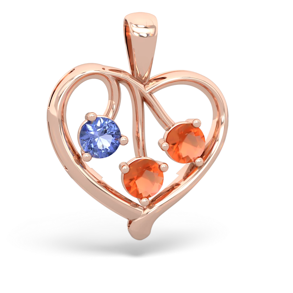 Tanzanite Glowing Heart 14K Rose Gold pendant P2233