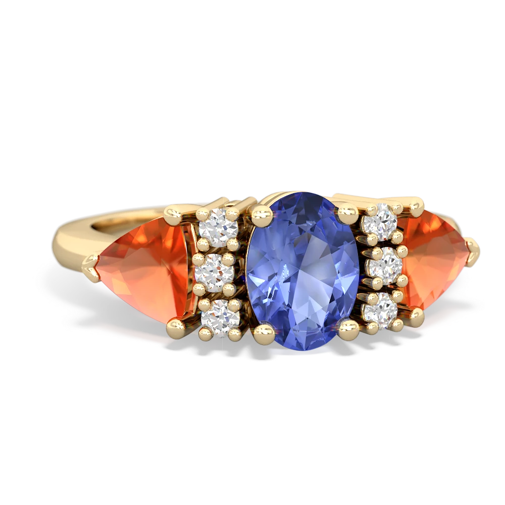 Tanzanite Antique Style Three Stone 14K Yellow Gold ring R2186