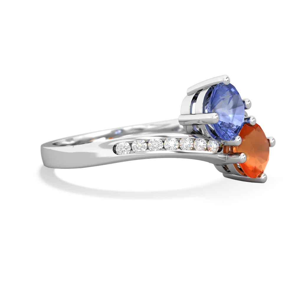 Tanzanite Channel Set Two Stone 14K White Gold ring R5303