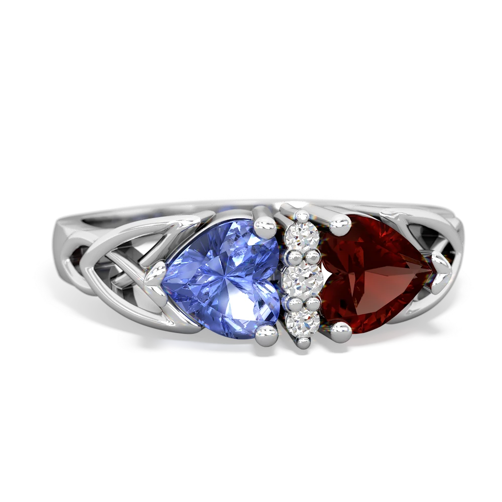 Tanzanite Celtic Knot Double Heart 14K White Gold ring R5040