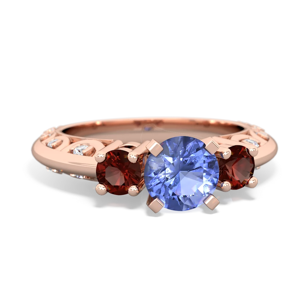 Tanzanite Art Deco Eternal Embrace Engagement 14K Rose Gold ring C2003