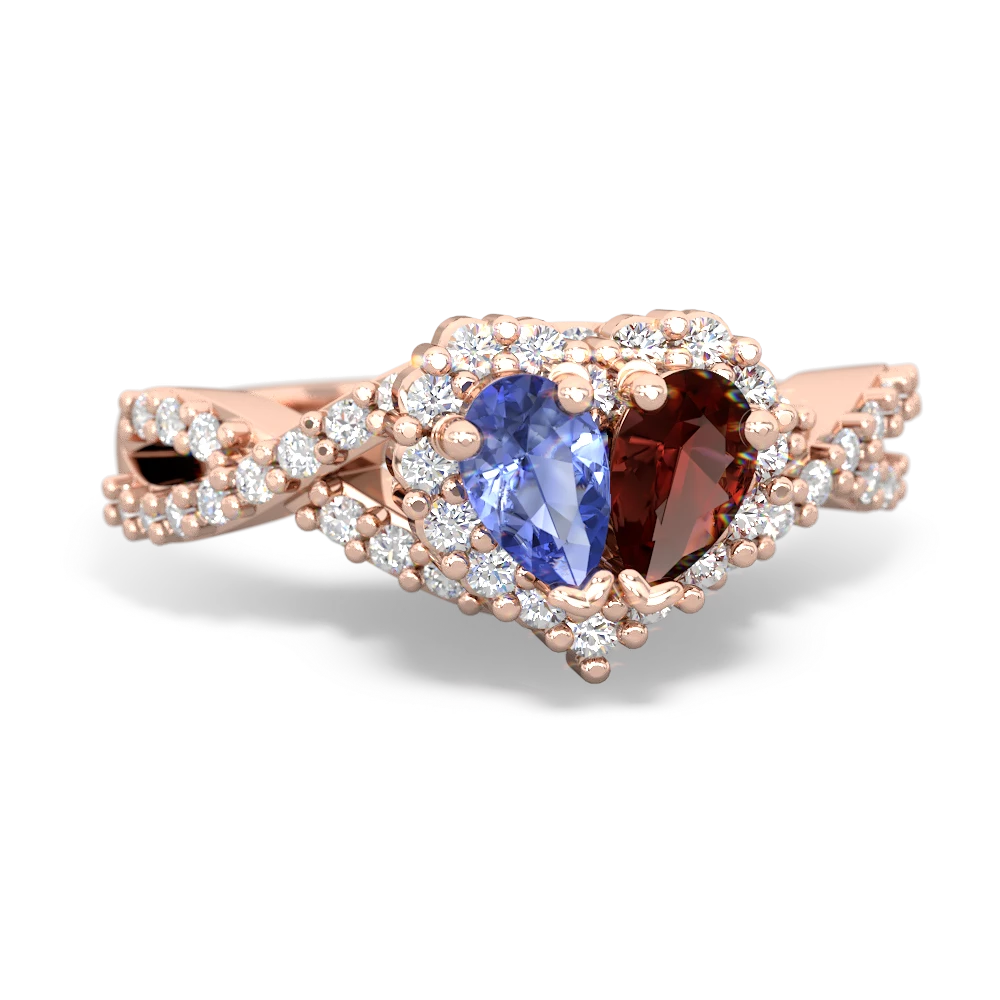 Tanzanite Diamond Twist 'One Heart' 14K Rose Gold ring R2640HRT