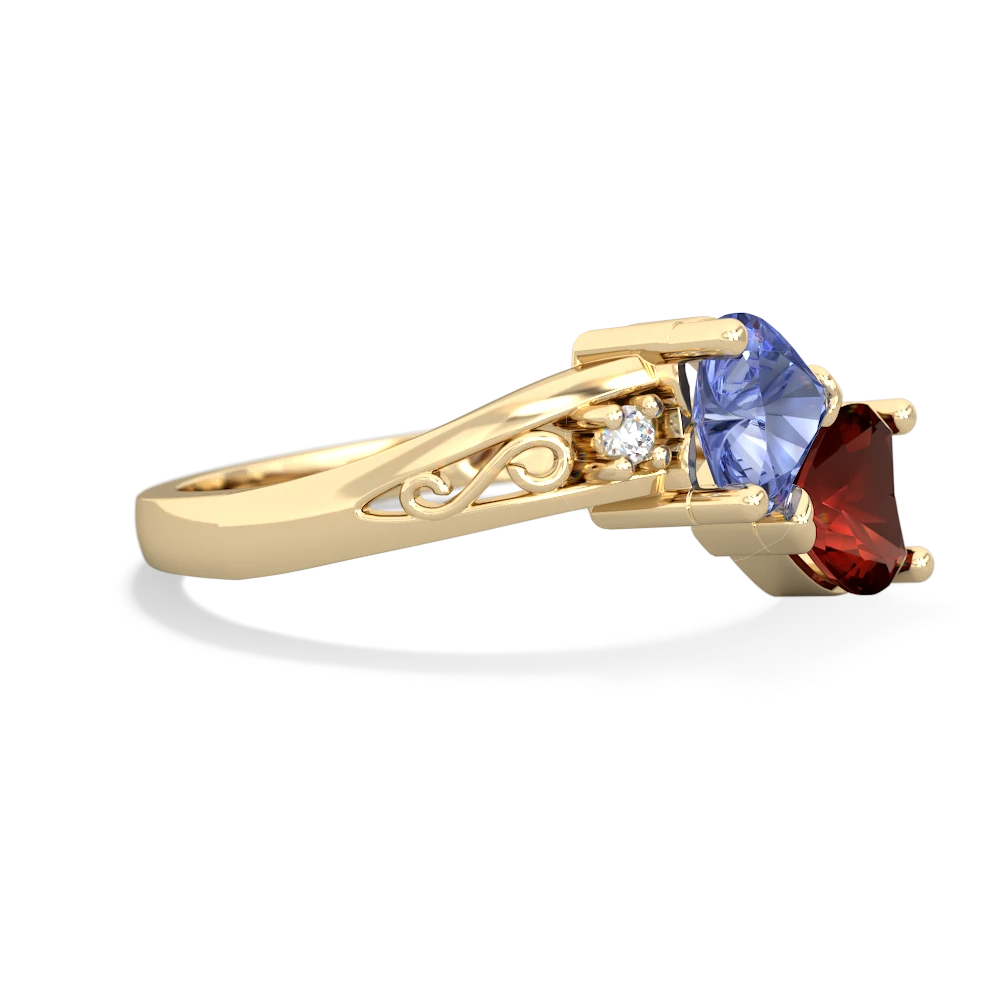 Tanzanite Snuggling Hearts 14K Yellow Gold ring R2178