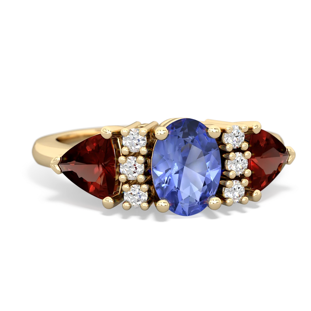 Tanzanite Antique Style Three Stone 14K Yellow Gold ring R2186