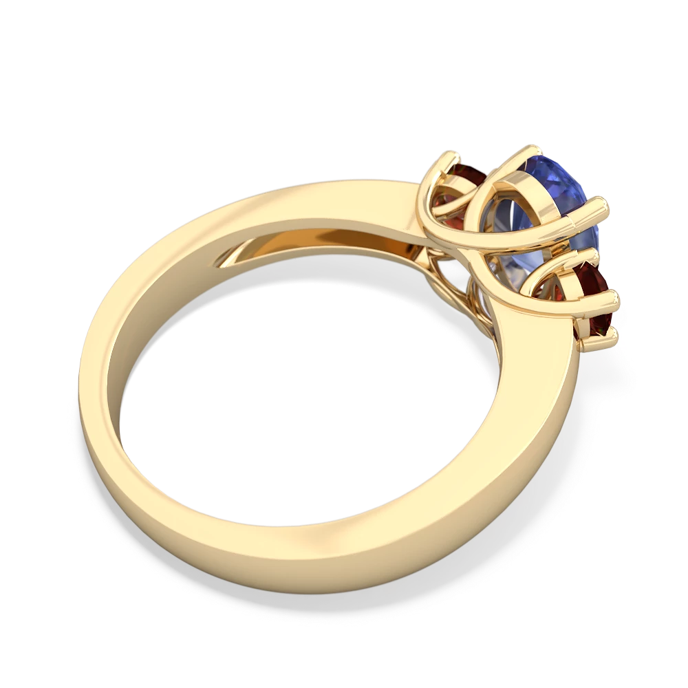 Tanzanite Three Stone Oval Trellis 14K Yellow Gold ring R4024