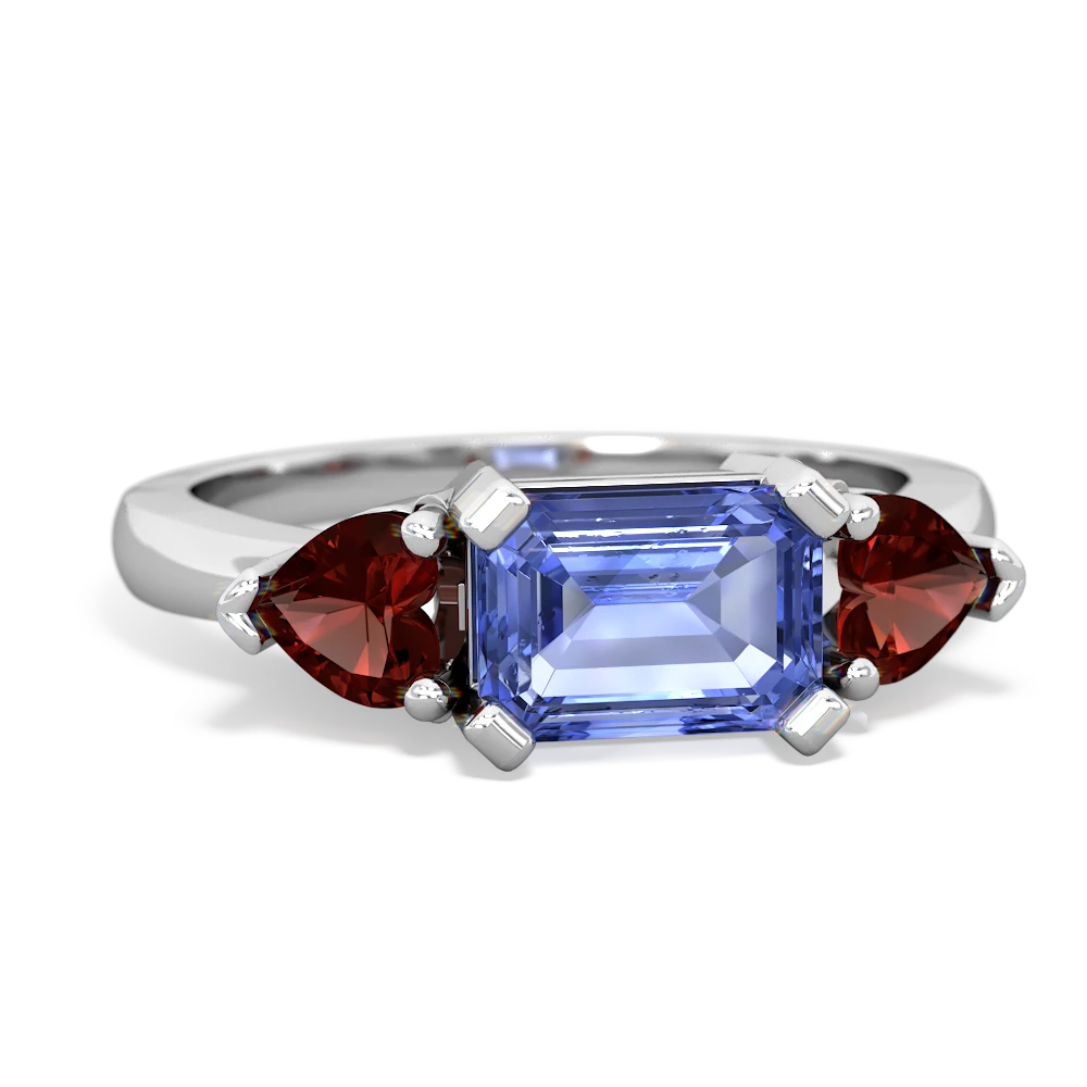 Tanzanite Three Stone 14K White Gold ring R5235