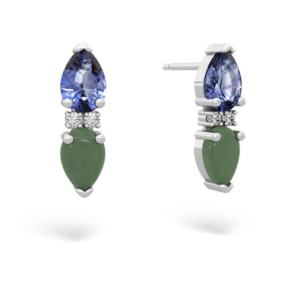 Tanzanite Bowtie Drop 14K White Gold earrings E0865