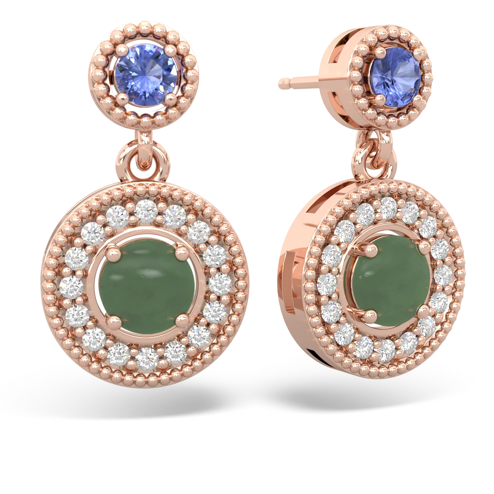 Tanzanite Halo Dangle 14K Rose Gold earrings E5319