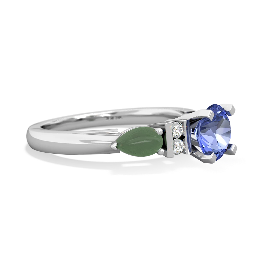 Tanzanite 6Mm Round Eternal Embrace Engagement 14K White Gold ring R2005