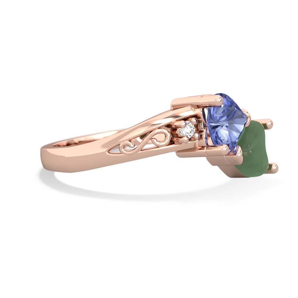 Tanzanite Snuggling Hearts 14K Rose Gold ring R2178