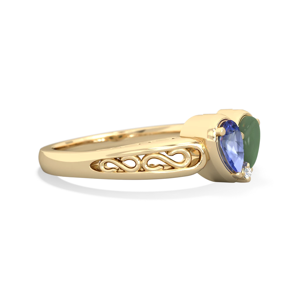 Tanzanite Filligree 'One Heart' 14K Yellow Gold ring R5070