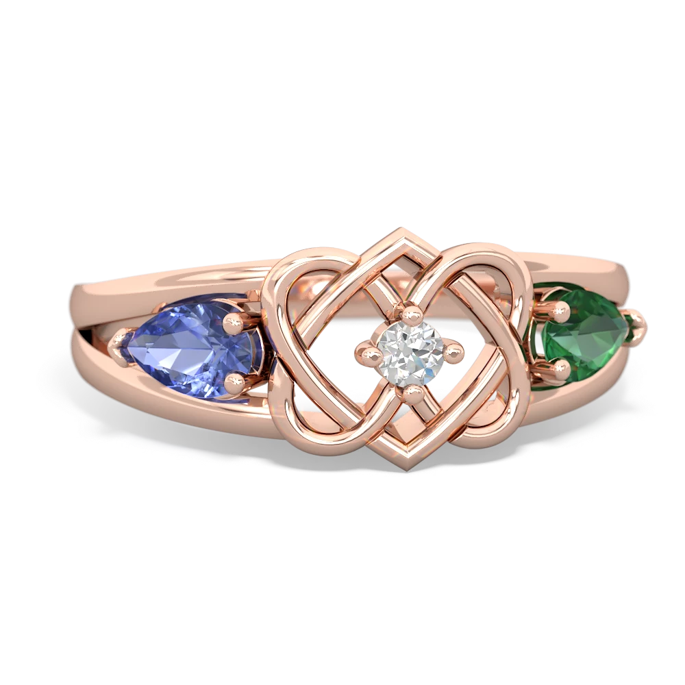 Tanzanite Hearts Intertwined 14K Rose Gold ring R5880