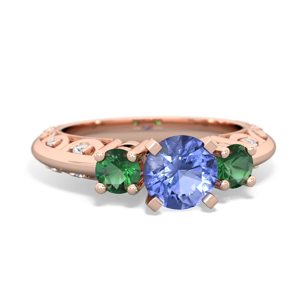 Tanzanite Art Deco Eternal Embrace Engagement 14K Rose Gold ring C2003