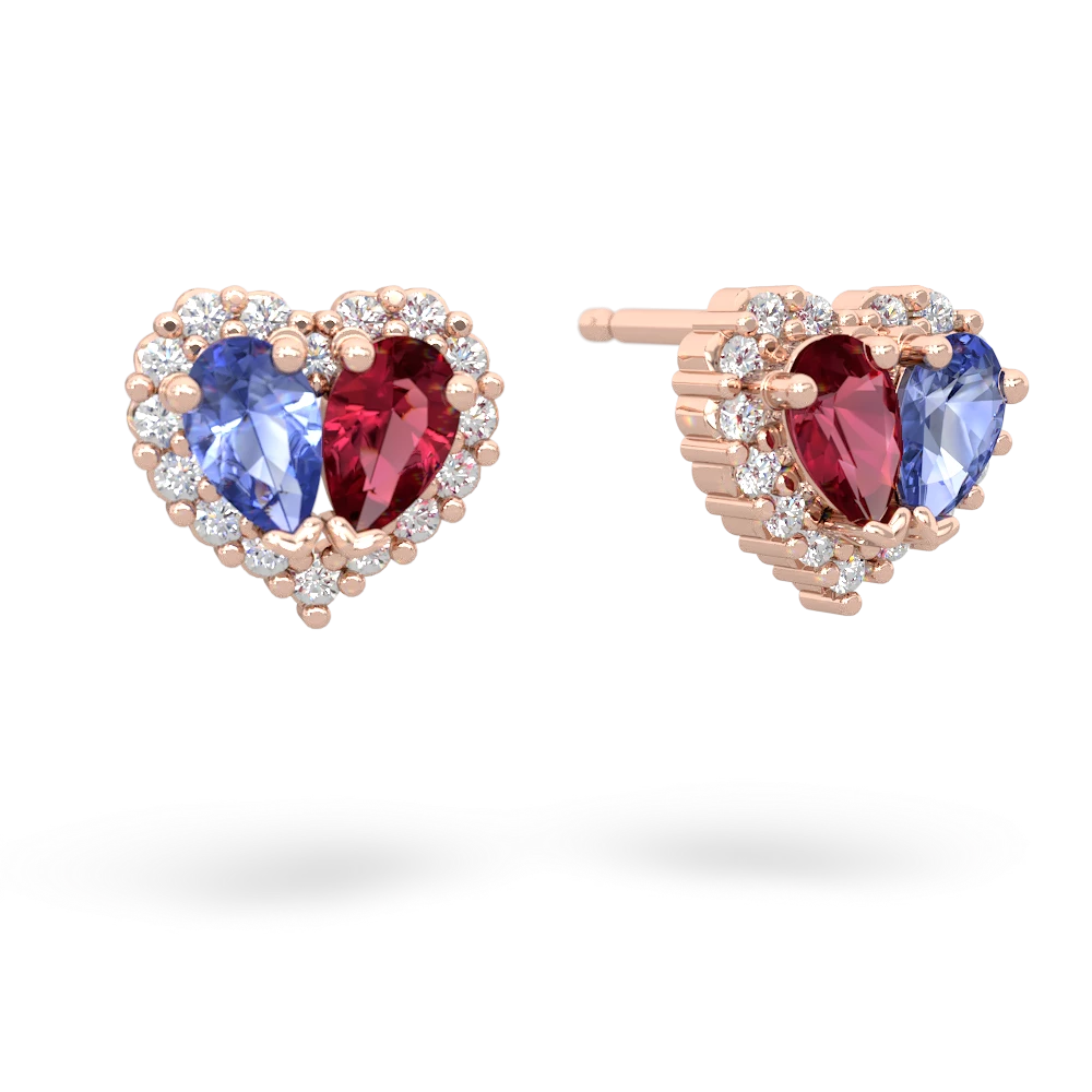 Tanzanite Halo 14K Rose Gold earrings E7008