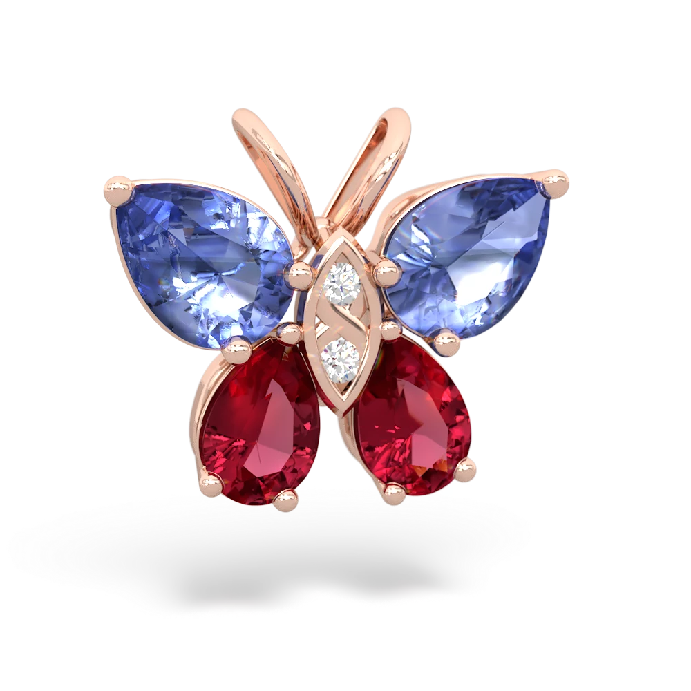 Tanzanite Butterfly 14K Rose Gold pendant P2215