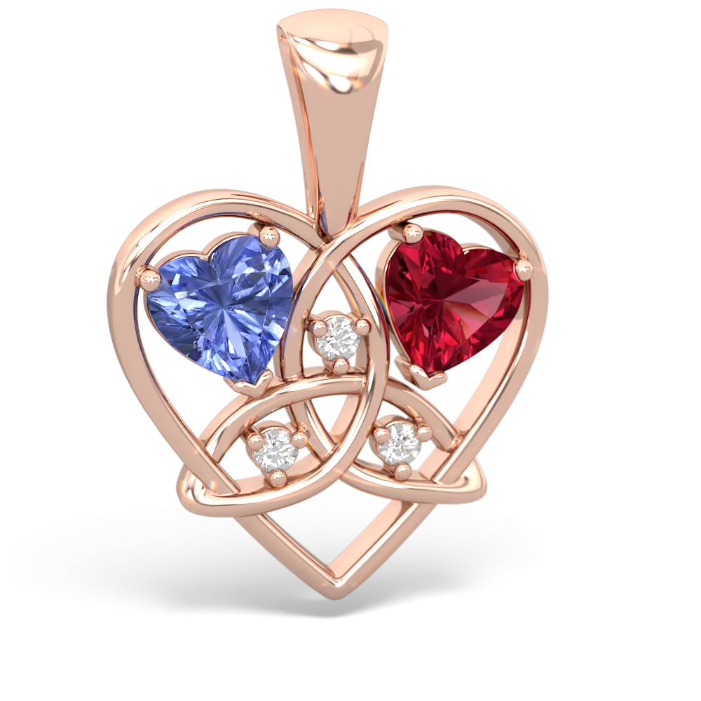 Tanzanite Celtic Trinity Heart 14K Rose Gold pendant P5331