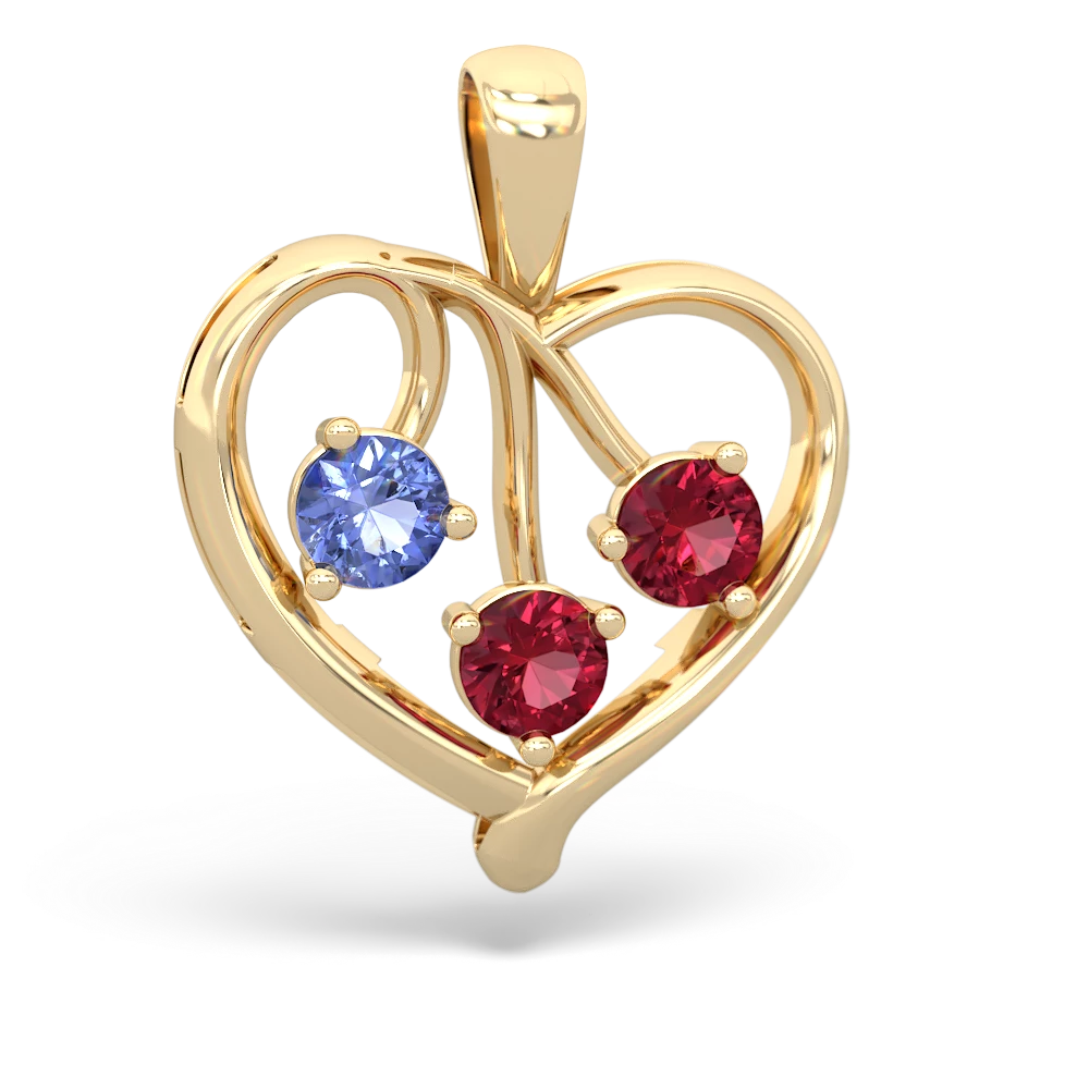 Tanzanite Glowing Heart 14K Yellow Gold pendant P2233