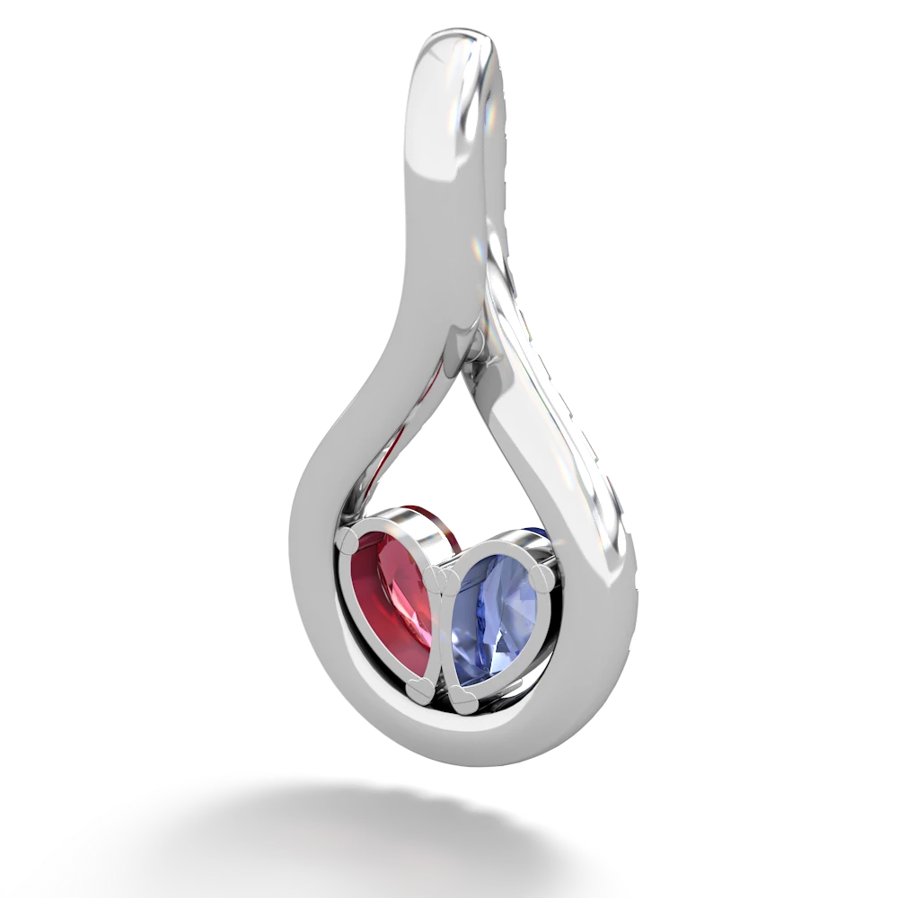 Tanzanite Pave Twist 'One Heart' 14K White Gold pendant P5360