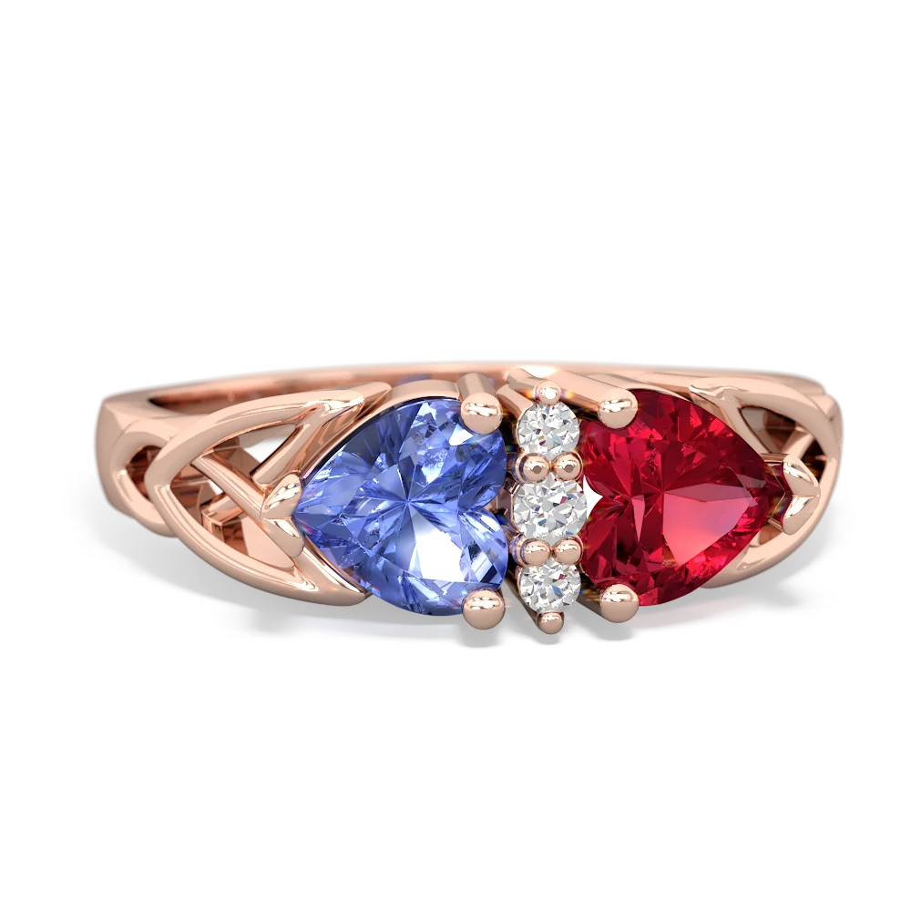 Tanzanite Celtic Knot Double Heart 14K Rose Gold ring R5040