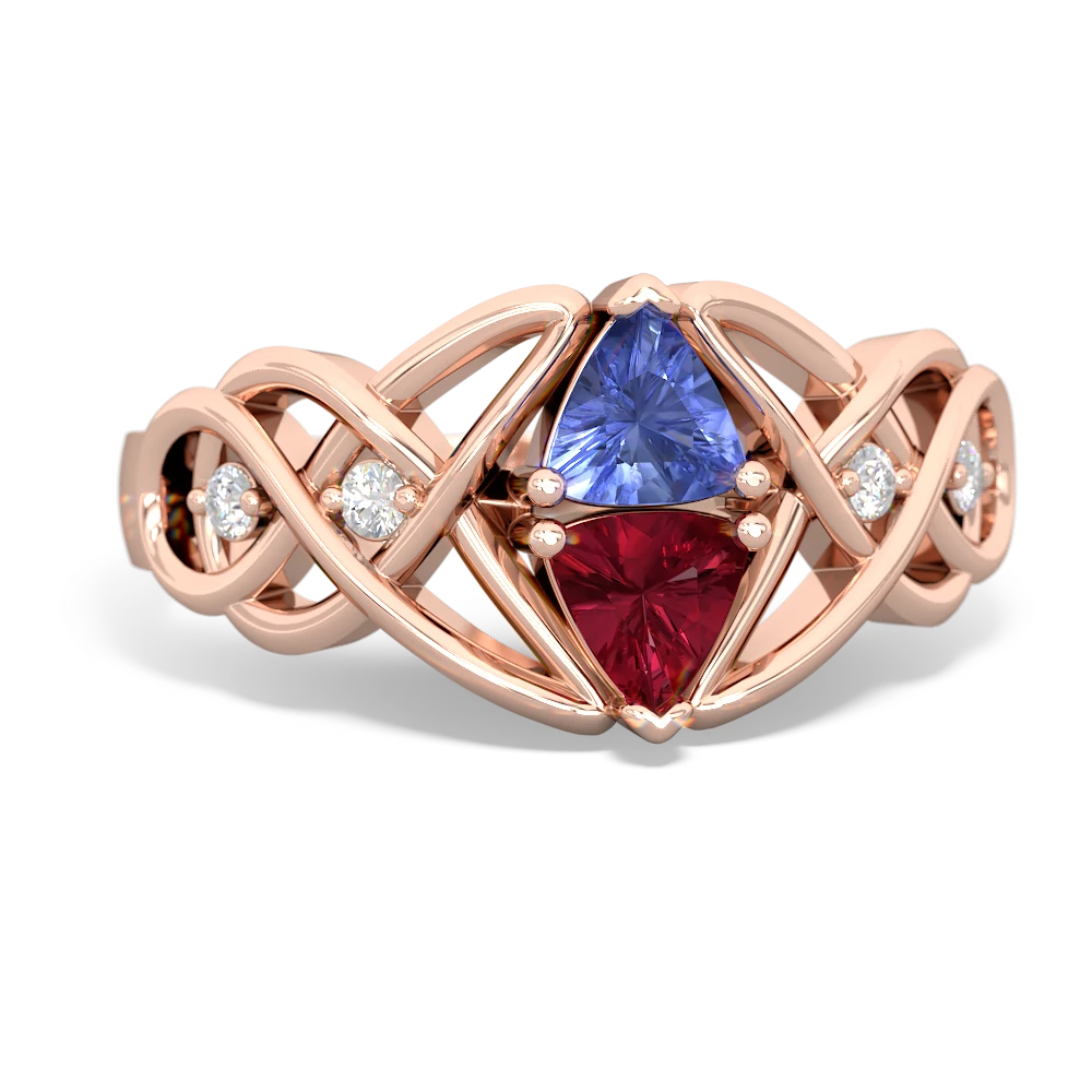 Tanzanite Keepsake Celtic Knot 14K Rose Gold ring R5300