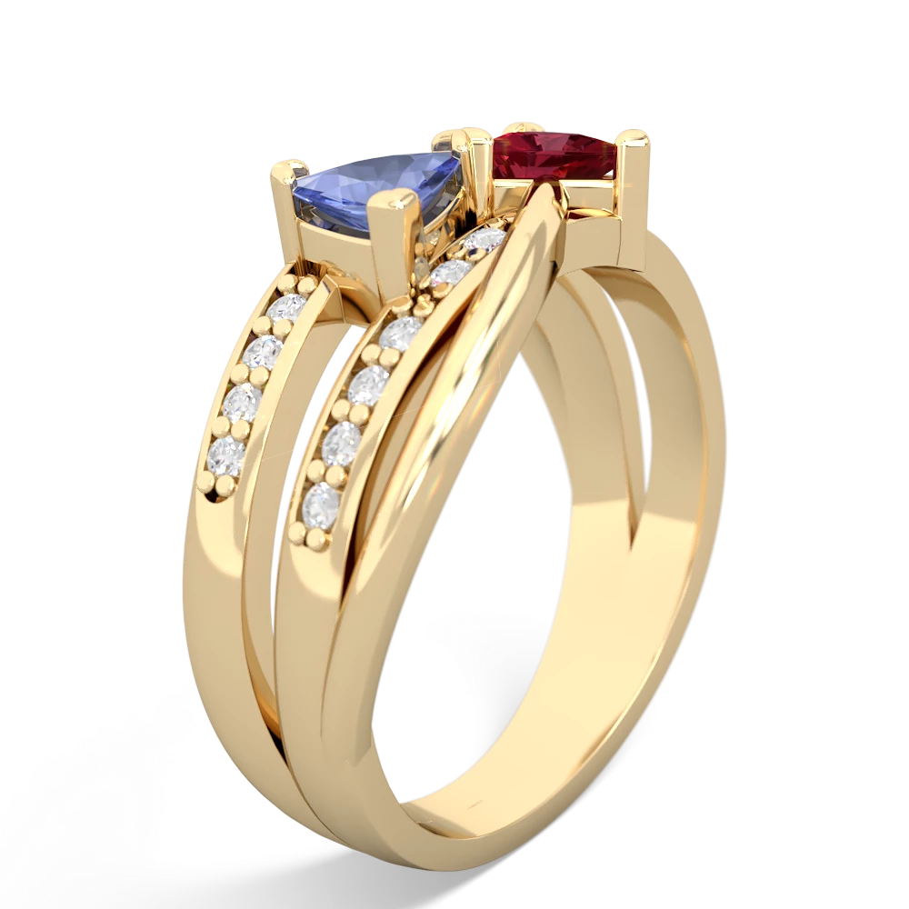 Tanzanite Bowtie 14K Yellow Gold ring R2360