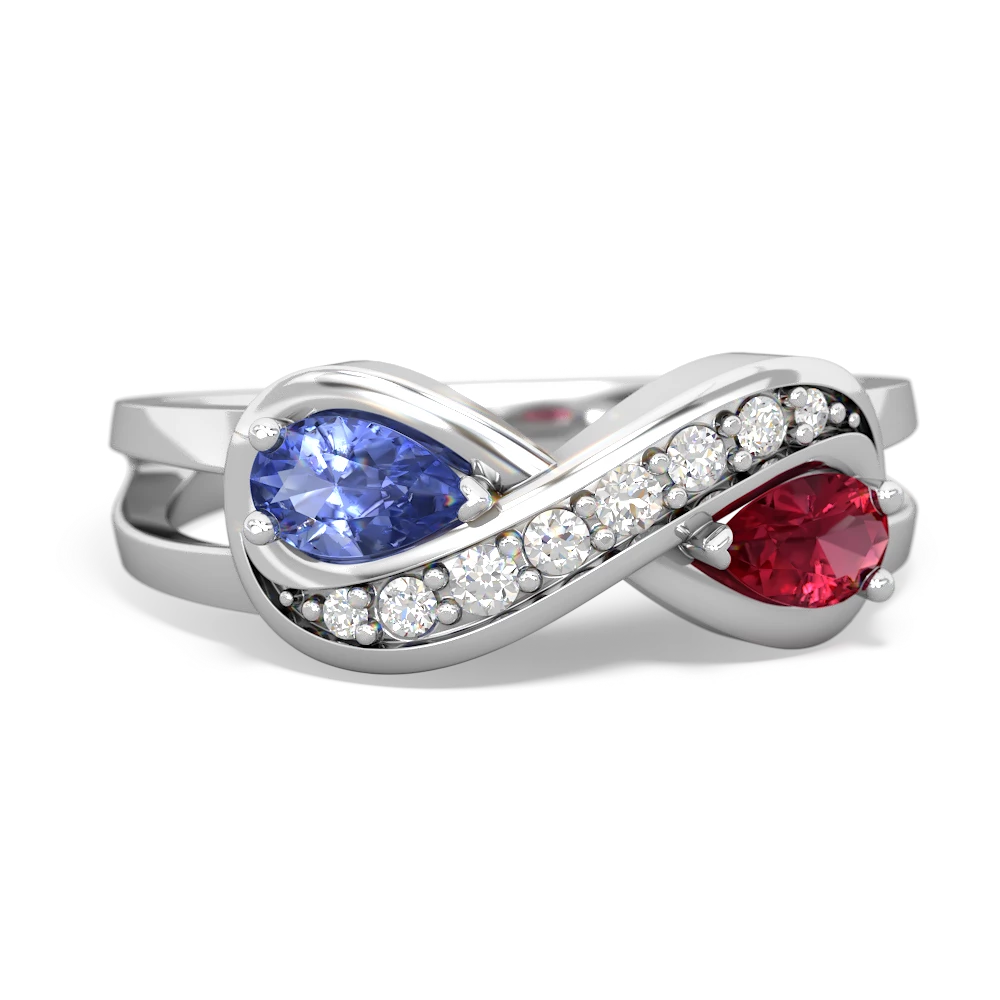 Tanzanite Diamond Infinity 14K White Gold ring R5390