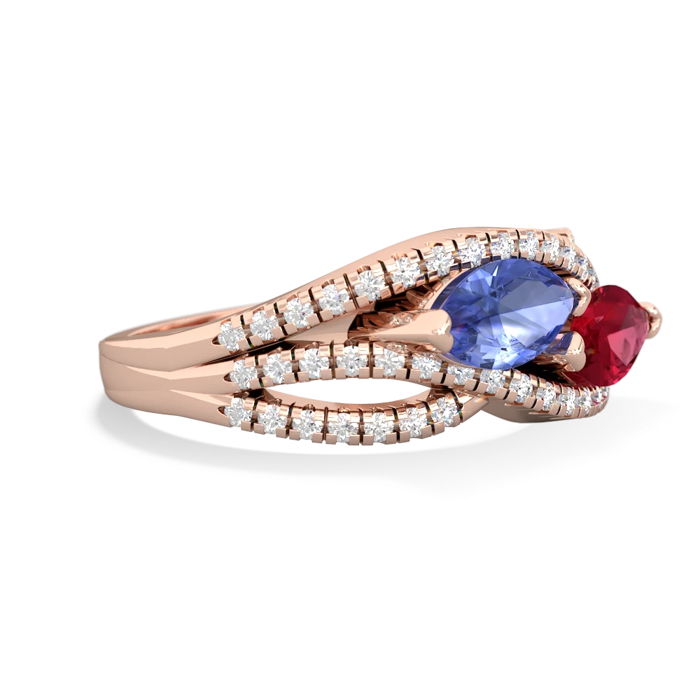 Tanzanite Diamond Rivers 14K Rose Gold ring R3070