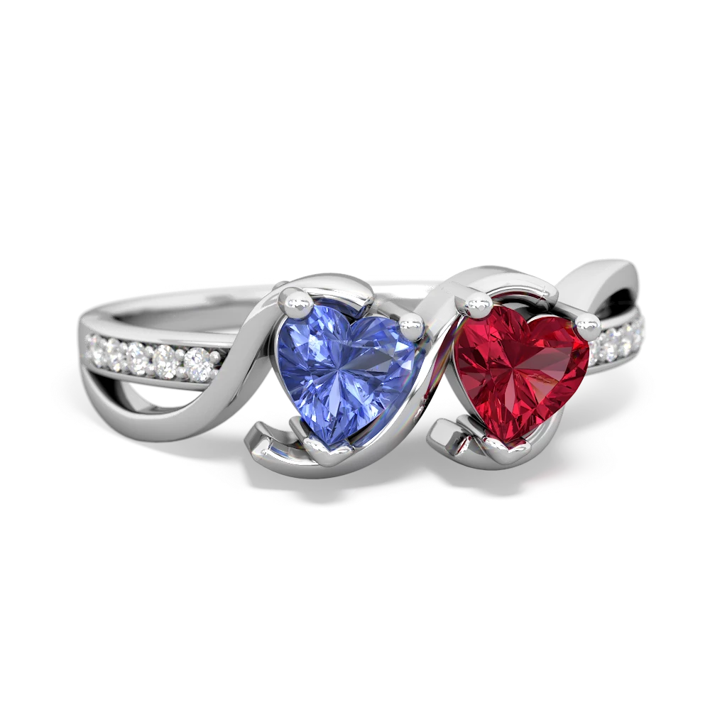 Tanzanite Side By Side 14K White Gold ring R3090