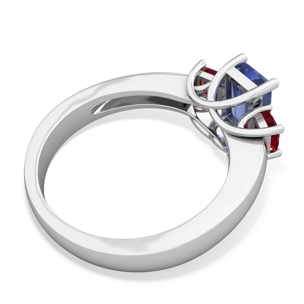 Tanzanite Three Stone Emerald-Cut Trellis 14K White Gold ring R4021