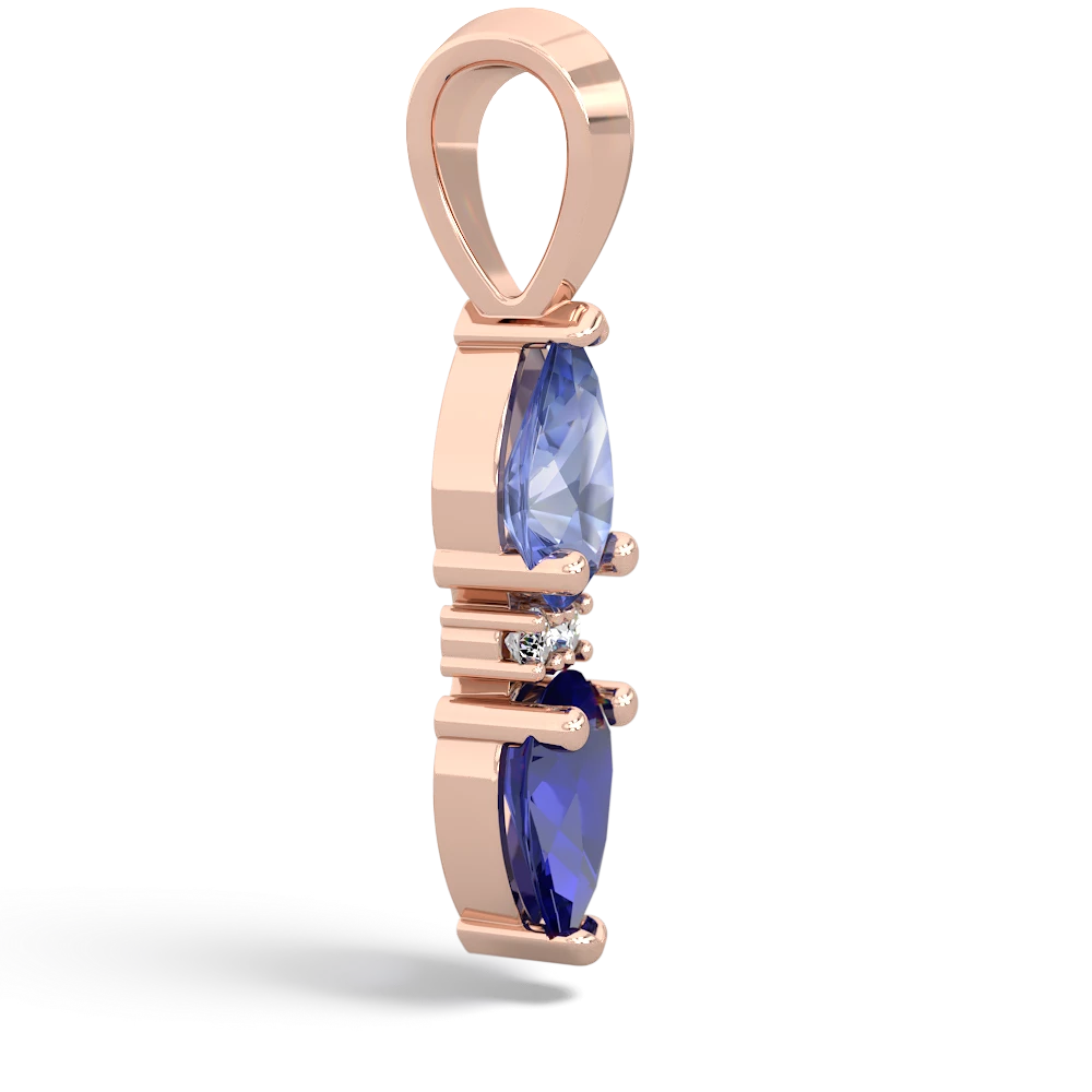 Tanzanite Bowtie Drop 14K Rose Gold pendant P0865