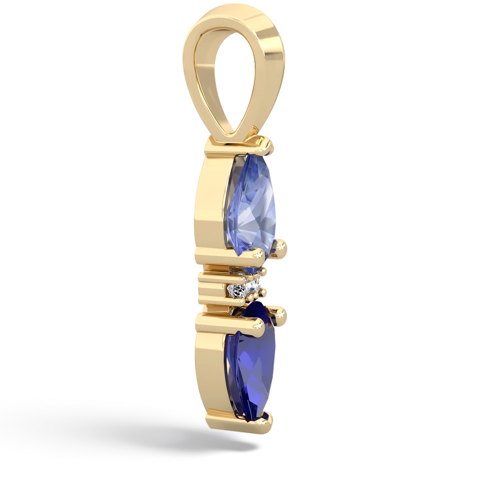 Tanzanite Bowtie Drop 14K Yellow Gold pendant P0865