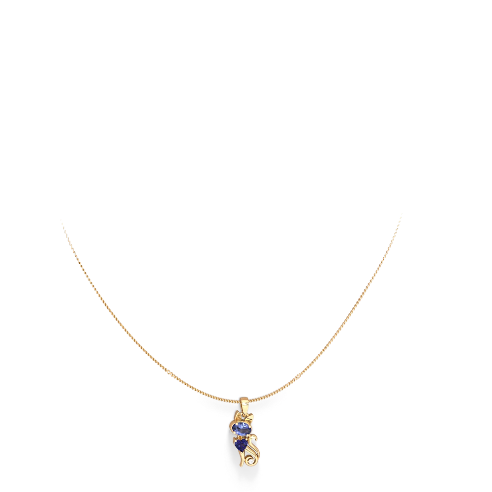 Tanzanite Kitten 14K Yellow Gold pendant P5780