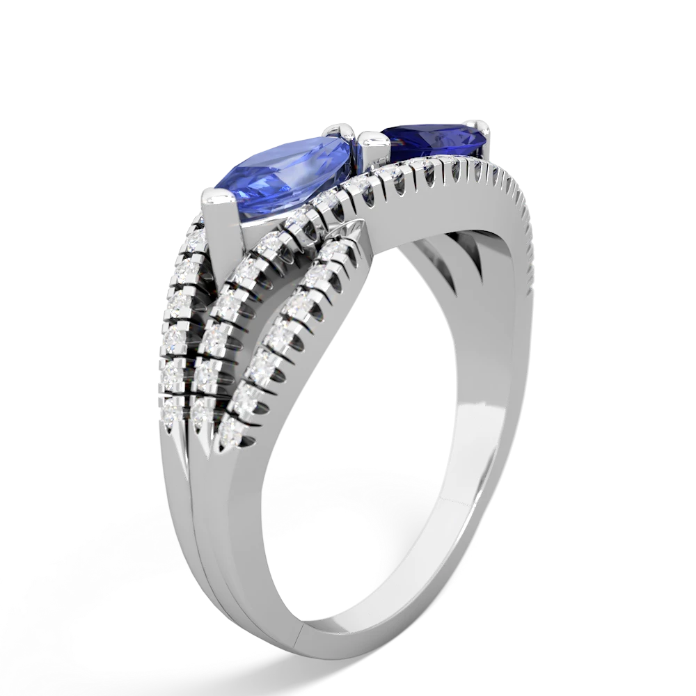 Tanzanite Diamond Rivers 14K White Gold ring R3070