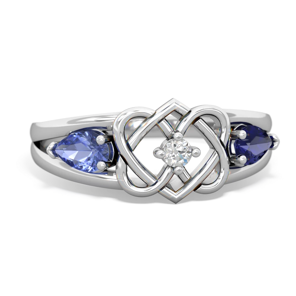 Tanzanite Hearts Intertwined 14K White Gold ring R5880