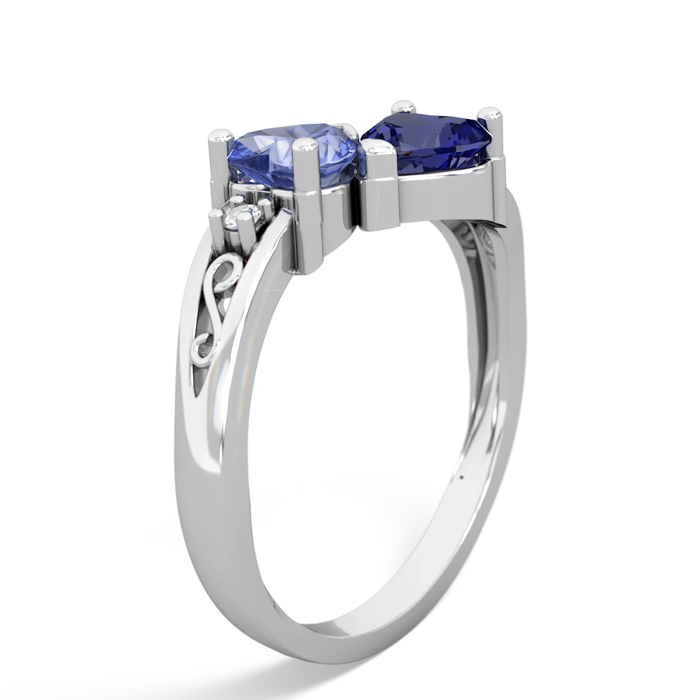 Tanzanite Snuggling Hearts 14K White Gold ring R2178