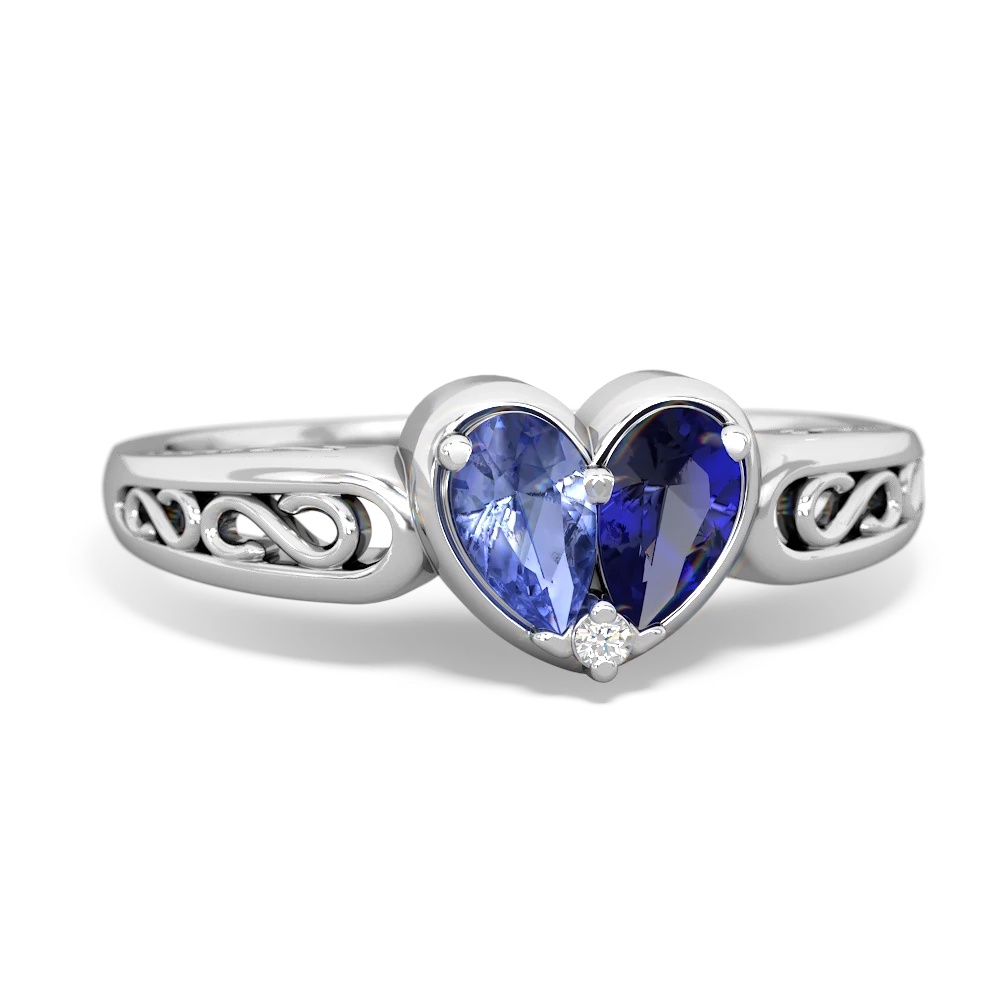 Tanzanite Filligree 'One Heart' 14K White Gold ring R5070