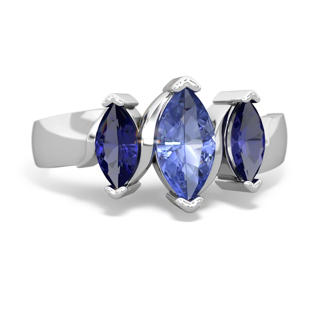 Tanzanite Three Peeks 14K White Gold ring R2433