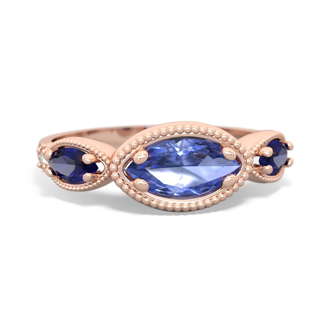 Tanzanite Milgrain Marquise 14K Rose Gold ring R5700