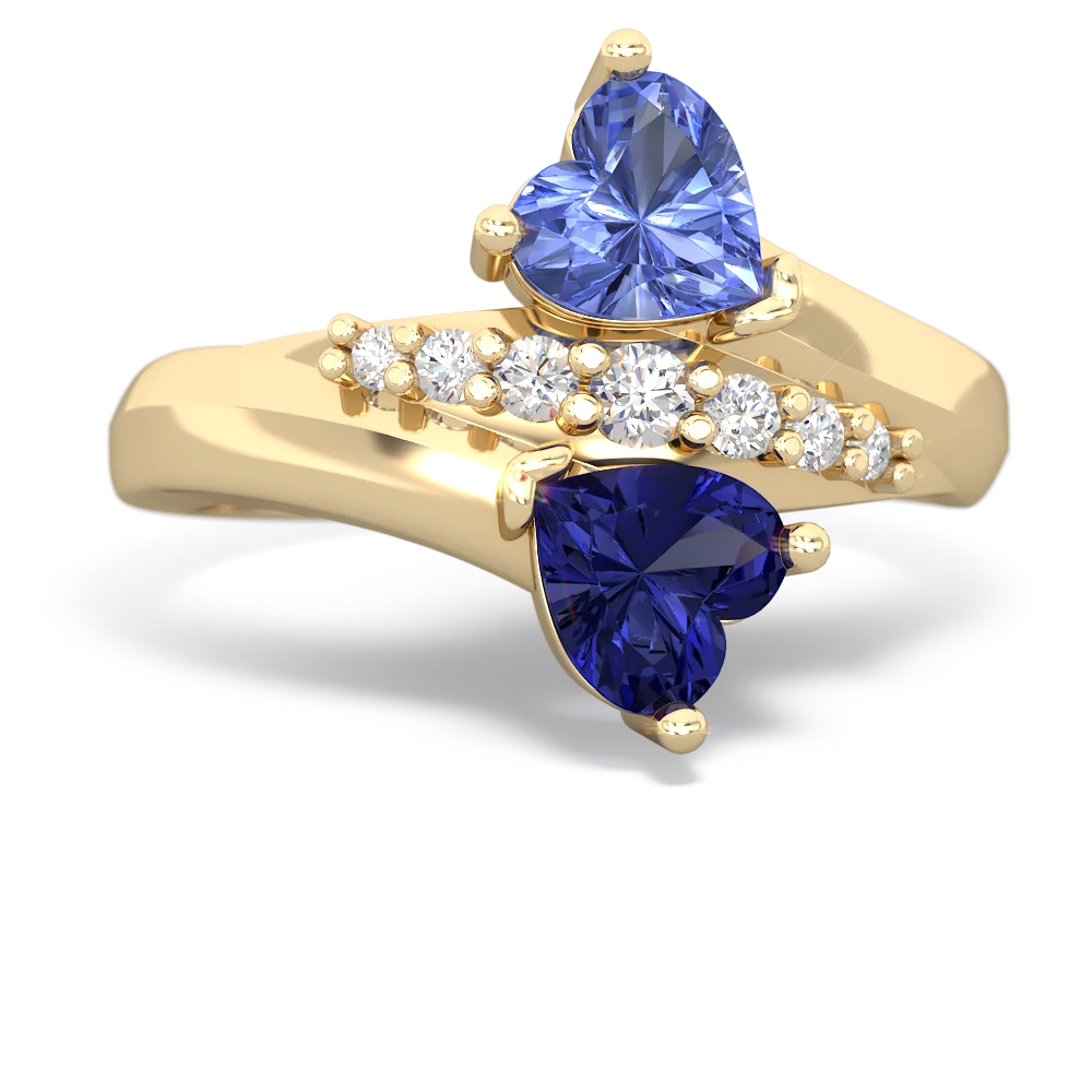 Tanzanite Heart To Heart 14K Yellow Gold ring R2064