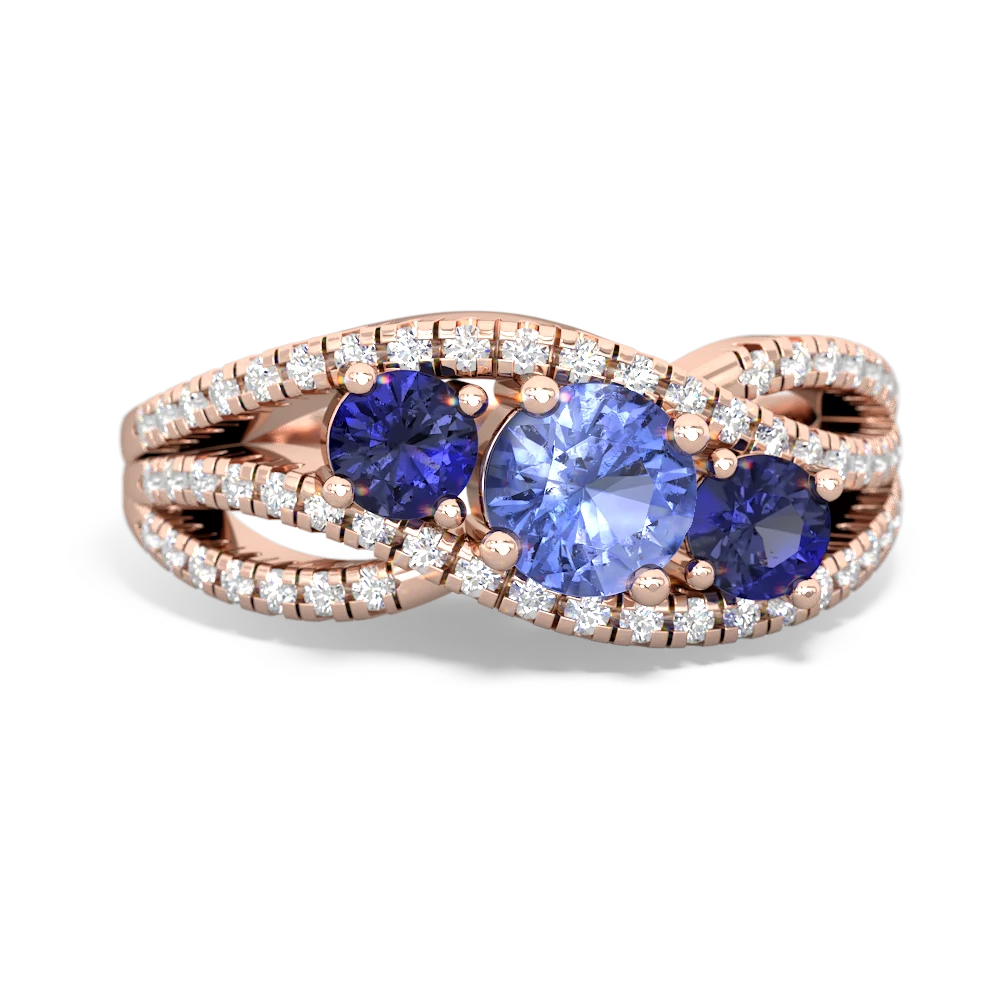 Tanzanite Three Stone Aurora 14K Rose Gold ring R3080